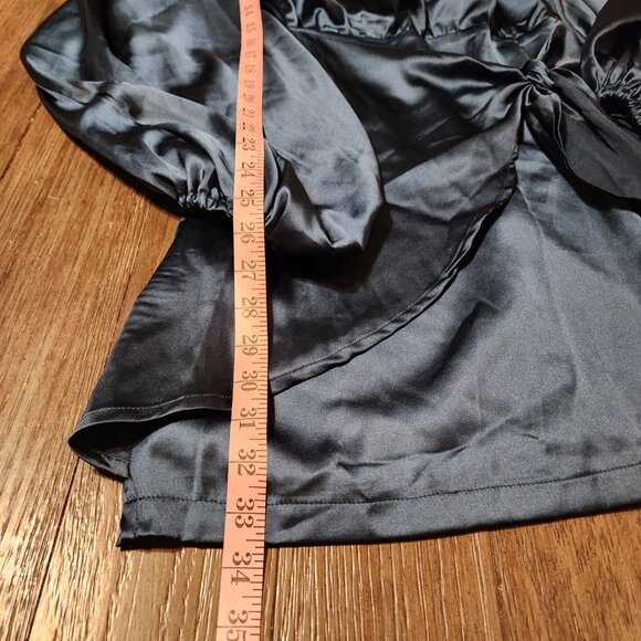 Petal & Pup Opal Tie Waist Long Sleeve Satin Minidress NWT Blue Size 4 - Picture 3 of 13